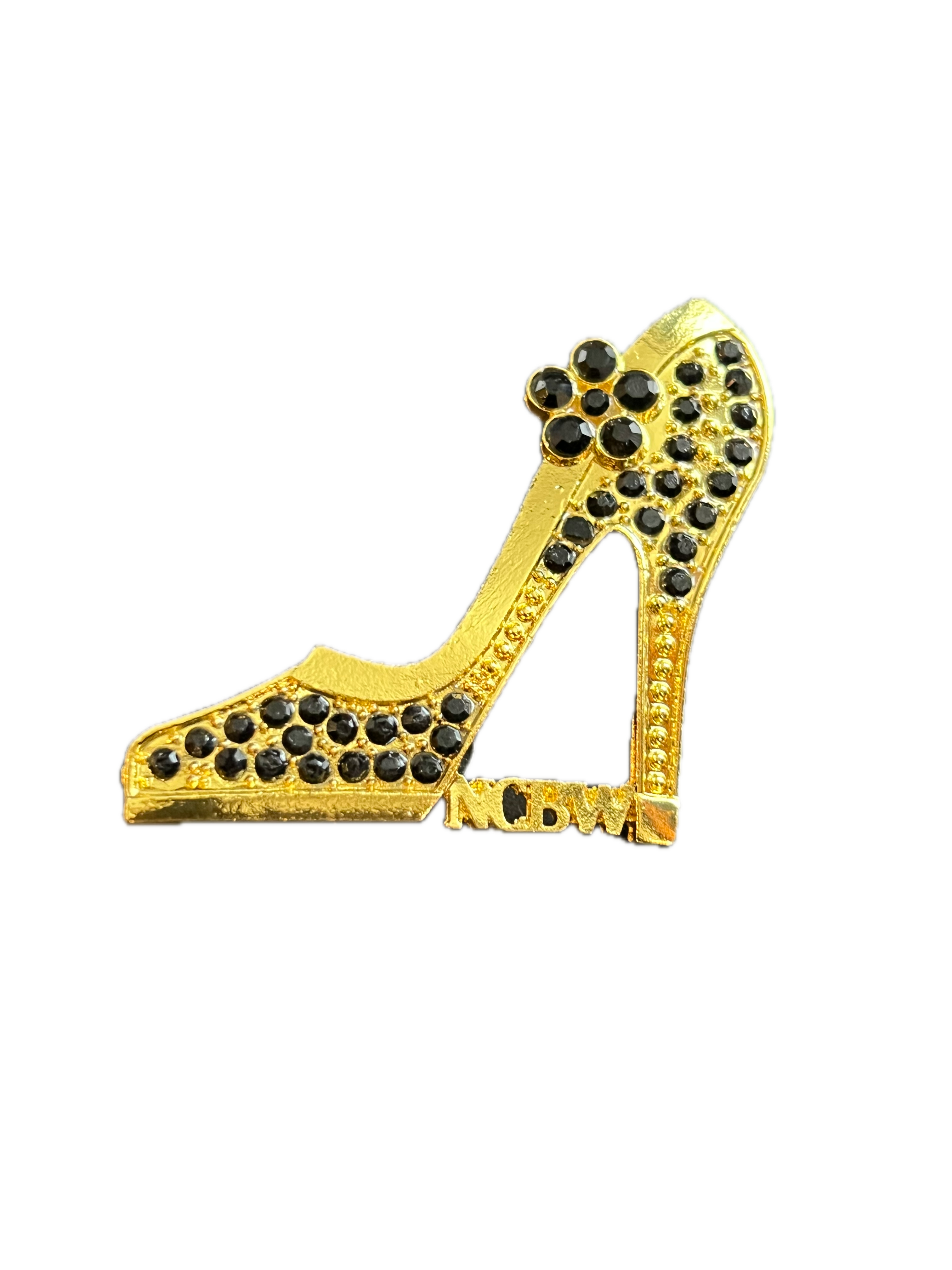 NCBW Stiletto Gold w/Black Rhinestone Brooch